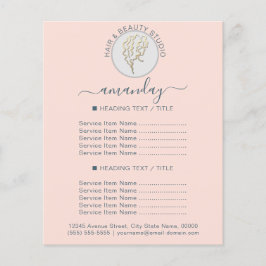 Flyer Beauty Salon Hairdresser Logo BlushBlue Price List