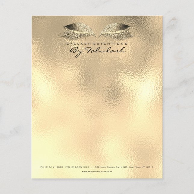 Flyer Beauty Studio Encendido Elegante Oro Metalizado (Frente)