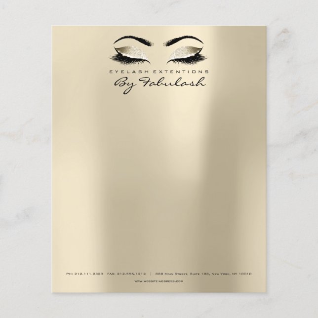 Flyer Beauty Studio Lashes maquillaje Champaigne estilis (Frente)