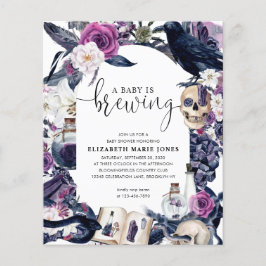 Flyer Bebé barato de Halloween con flores está preparand