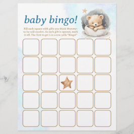 Flyer Bebé Bingo y nombre Race Teddy Bear Baby Shower Ju