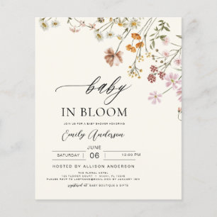 Flyer Bebé de flores silvestres presupuestales en invita