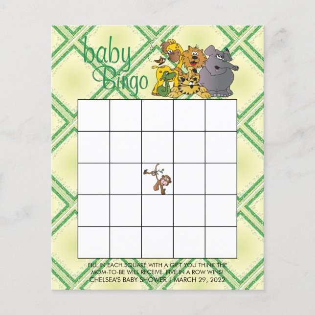 Flyer Bebé de selva Safari - Juego de Bingo (Frente)