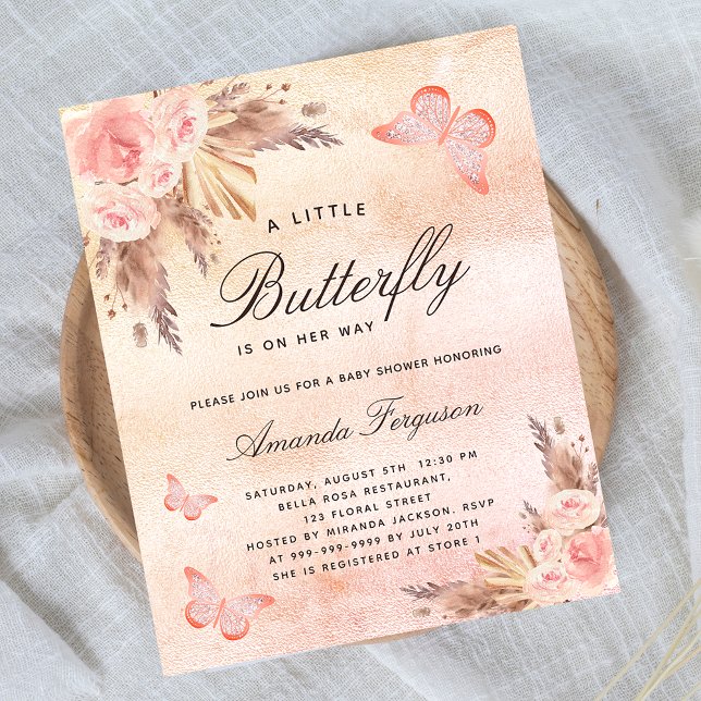 Flyer Bebé ducha mariposa pampas presupuesto de hierba (Subido por el creador)