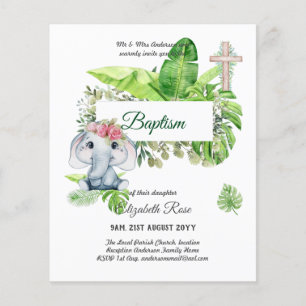 Flyer Bebé elefante BAPTISM Bautizo Bautismo Invtismo
