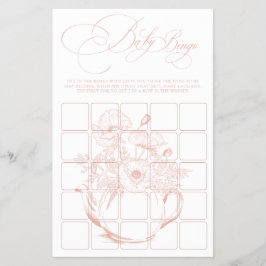 Flyer Bebé está preparando bingo de bebé floral rosado