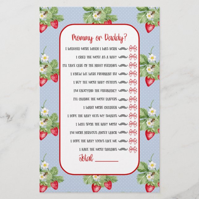 Flyer Bebé para beber fresa acuarelaChica juego de ducha (Frente)