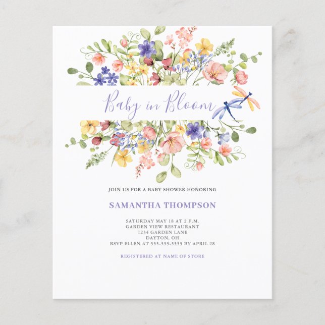 Flyer Bebé Presupuestario En La Invitación A La Ducha Fl (Frente)