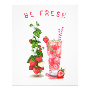 Flyer Bebida Guay de jugo de fresa fresca - frutas de ve