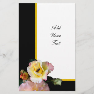 Flyer Bee on Pink Yellow Roses Flowers