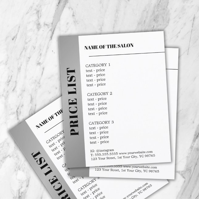 Flyer Belleza audaz de raya plateada falsa blanca modern (Subido por el creador)