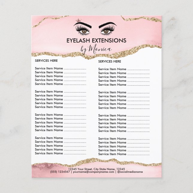 Flyer Belleza de maquillaje azotes salón Rubor Girly ros (Frente)