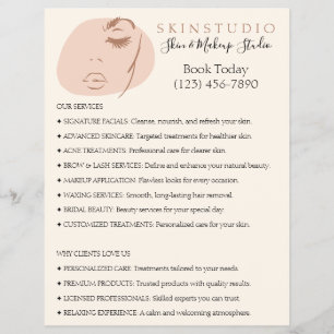 Flyer Belleza estética facial cosmética de cejas y pesta