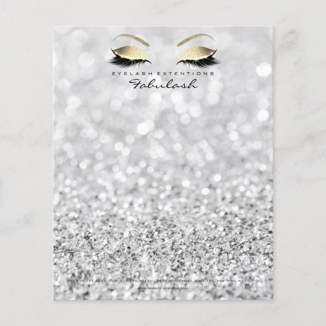 Flyer Belleza Flores Skinny Cristales Elegante Gris Plat (Frente)