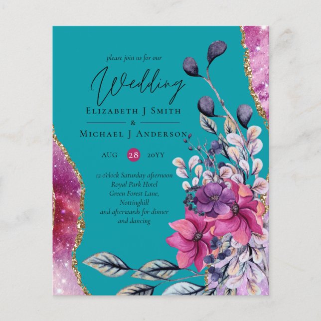 Flyer Bello PRESUPUESTO Boda de Agato Floral Verde azula (Frente)