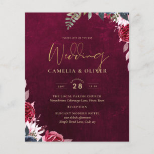 Flyer Berry Wine Floral Boda