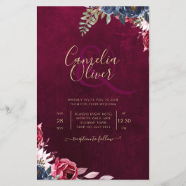 Flyer Berry Wine Floral Boda