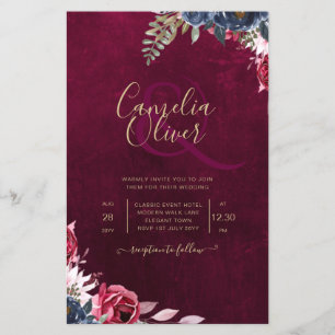 Flyer Berry Wine Floral Boda