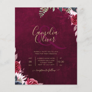 Flyer Berry Wine Floral Wedding 