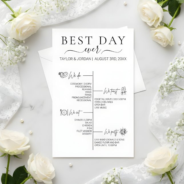 Flyer Best Day Ever | Minimalist Wedding Itinerary  (Subido por el creador)