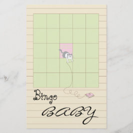 Flyer Biblioteca Baby Shower BINGO Rosa/Construir una"