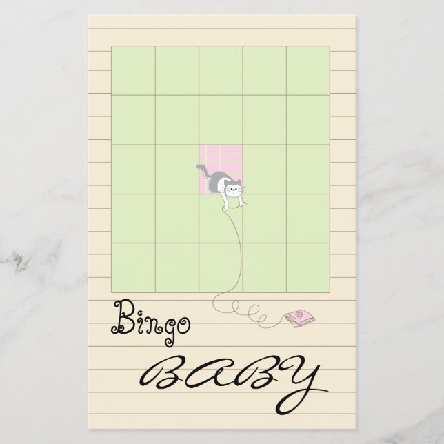 Flyer Biblioteca Baby Shower BINGO Rosa/Construir una" (Frente)