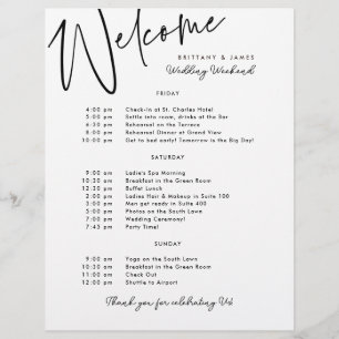 Flyer Bienvenida Itineraria de fin de semana boda