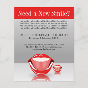 Flyer Big Mouth Pequeña Dentista Dentista Gris Rojo Dent
