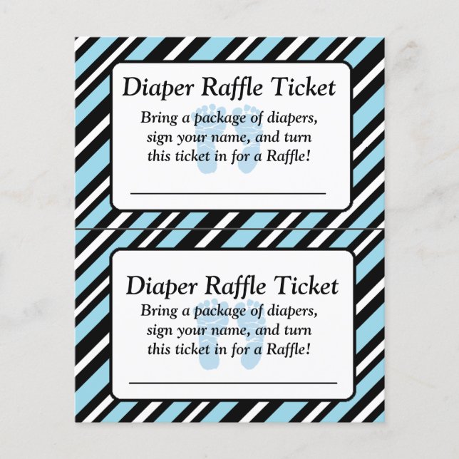 Flyer Billete Baby Shower Raffle con tira azul y negra (Frente)