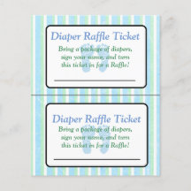 Billete Baby Shower Raffle con tira azul y verde