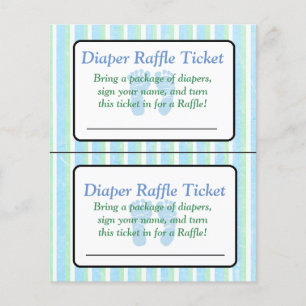 Flyer Billete Baby Shower Raffle con tira azul y verde