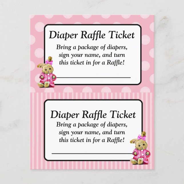 Flyer Billete rosa Bunny rosa Baby Shower Raffle Ticket (Frente)