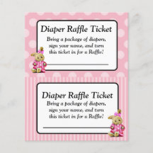 Billete rosa Bunny rosa Baby Shower Raffle Ticket