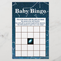 Bingo Baby Shower de Constelaciones de estrellas e