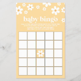 Flyer Bingo Baby Shower de Yellow Retro Daisy