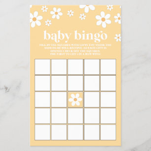 Flyer Bingo Baby Shower de Yellow Retro Daisy