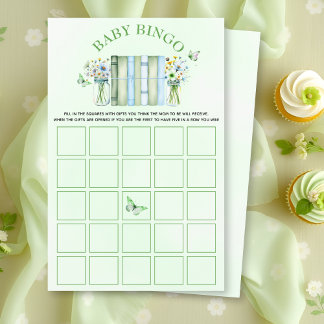 Flyer Bingo de baby shower de género neutro 'Un nuevo ca