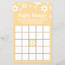 Bingo de Baby Shower de Margarita Retro Amarilla