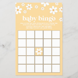Flyer Bingo de Baby Shower de Margarita Retro Amarilla