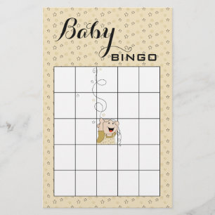 Flyer BINGO de Baby Shower Estrellas Doradas y Negras