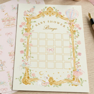 Flyer Bingo de Baby Shower Hada Princesa Verde Sage
