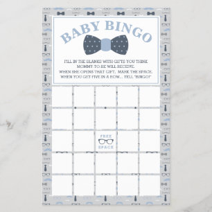 Flyer Bingo de Baby Shower, Hombrecito, Corbatín