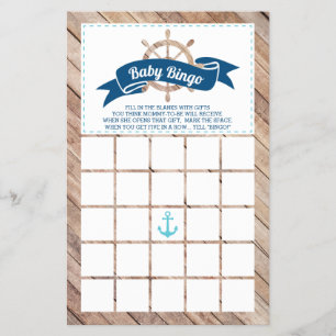 Flyer Bingo de Baby Shower, náutico