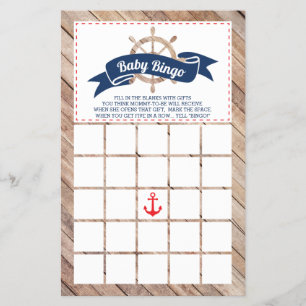 Flyer Bingo de Baby Shower, náutico