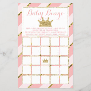Flyer Bingo de Baby Shower, Pequeña Princesa