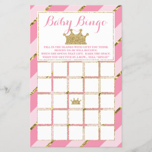 Flyer Bingo de Baby Shower, Pequeña Princesa