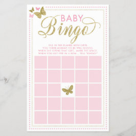 Flyer Bingo de bebé, juego de Baby Shower de mariposa