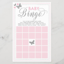 Flyer Bingo de bebé, juego de Baby Shower de mariposa