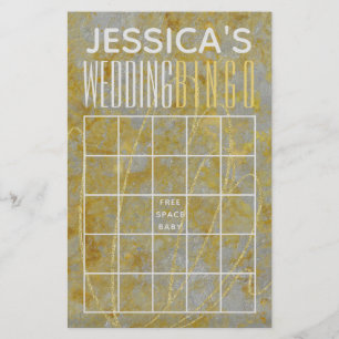 Flyer BINGO de la Ducha de Boda Nube de Plata