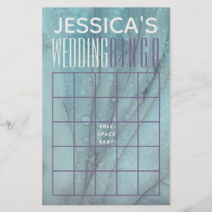 Flyer BINGO de la Fiesta de Bodas Turquesa y Lavandas